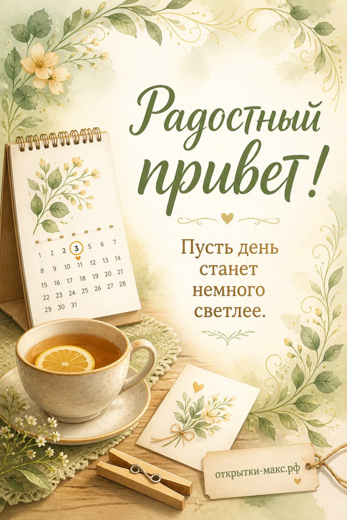 Конверт, цветная лента и чистая открытка для приветствия