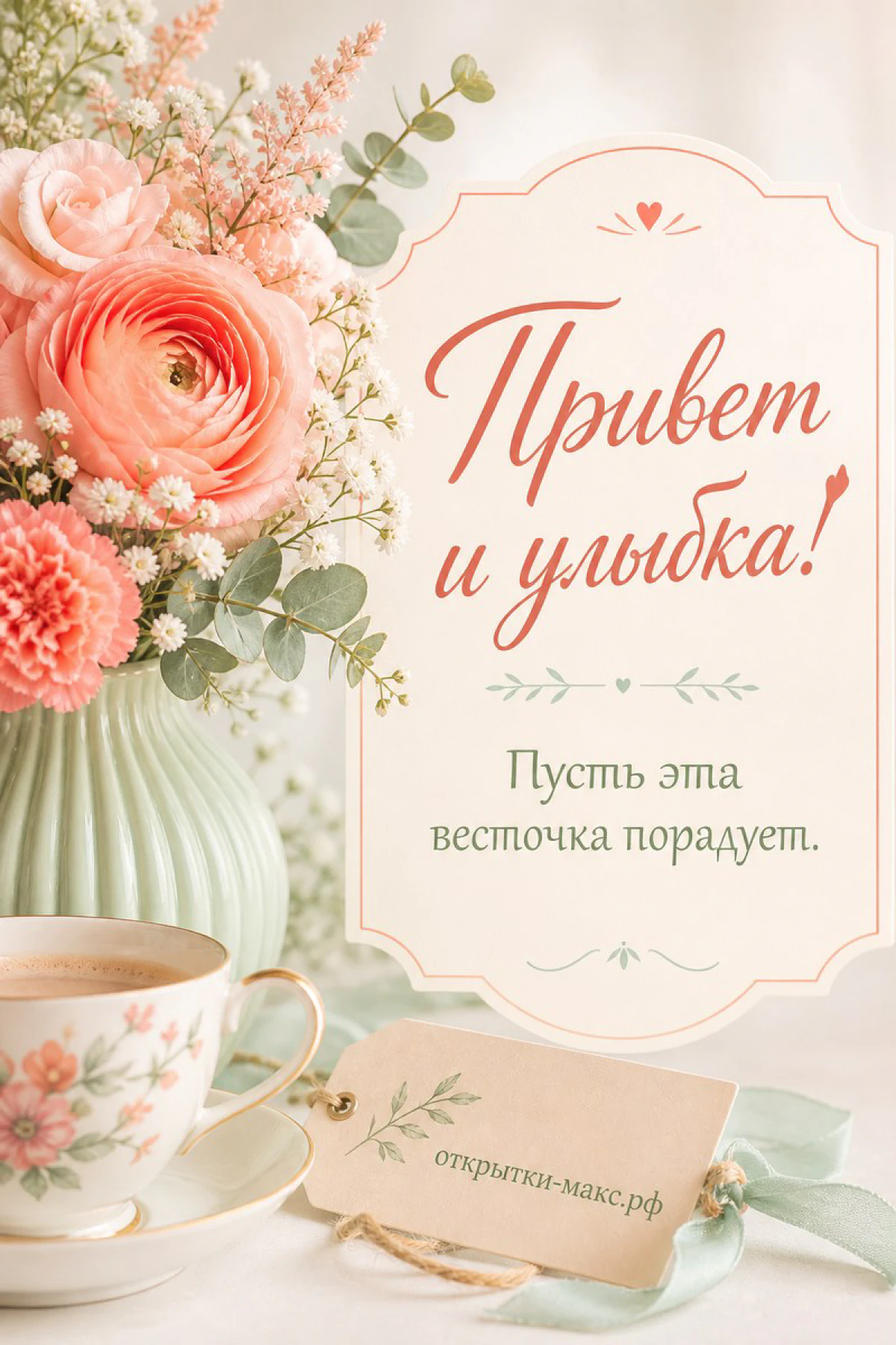 Конверт, цветная лента и чистая открытка для приветствия