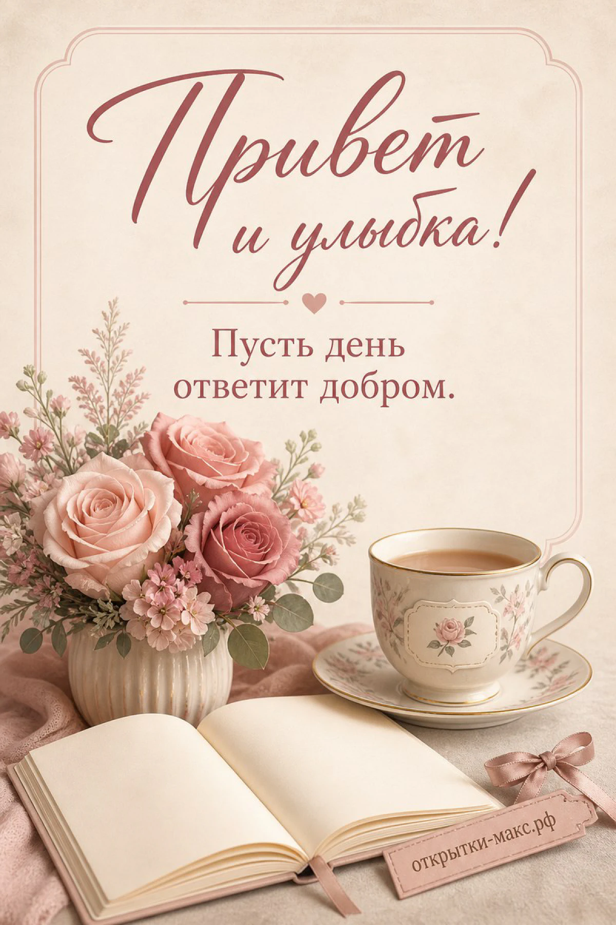 Конверт, цветная лента и чистая открытка для приветствия