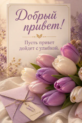 Конверт, цветная лента и чистая открытка для приветствия
