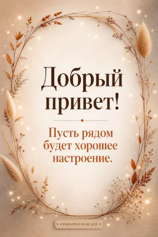 Открытка-привет рядом с чашкой чая и маленьким цветком