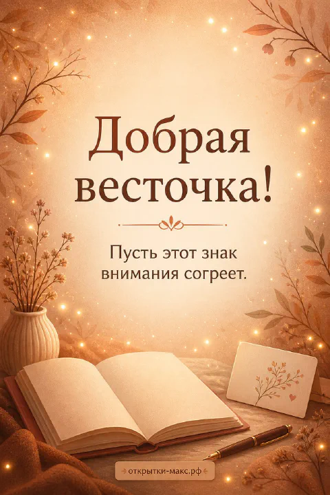 Открытка-привет рядом с чашкой чая и маленьким цветком