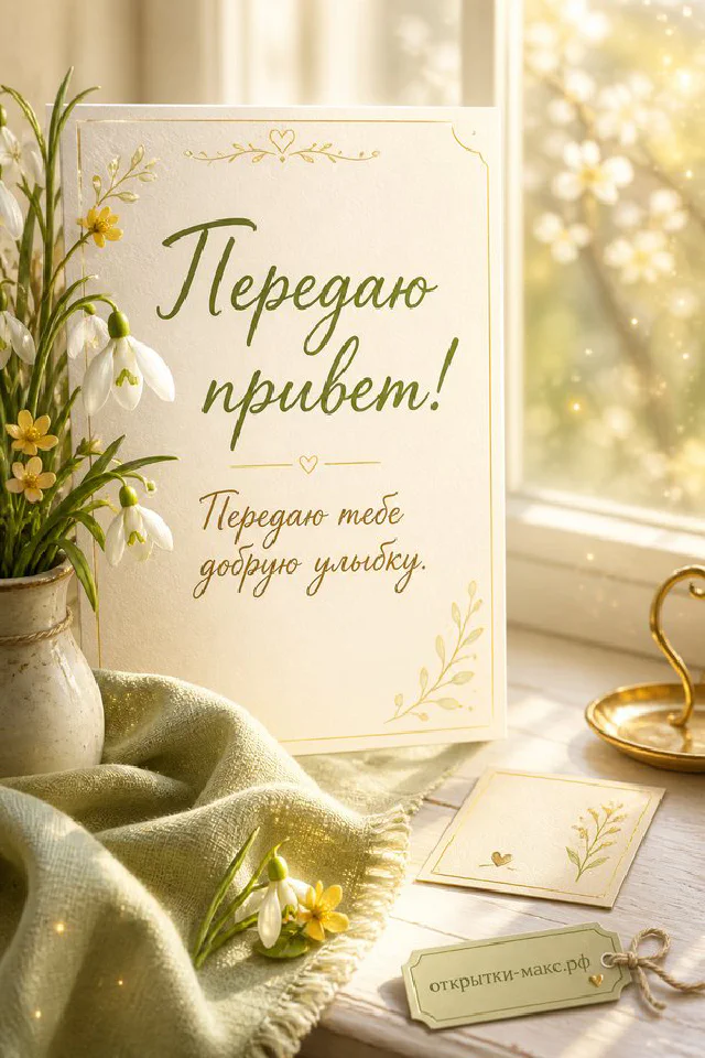 Терракотовый конверт с белым цветком и золотой лентой на рассветном небе — вариант 5