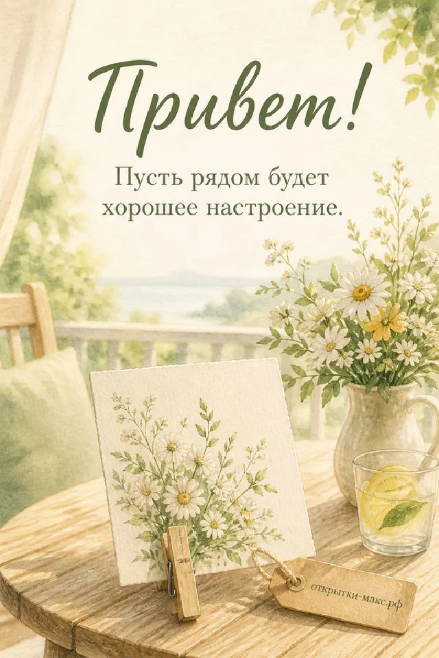 Два керамических стакана кофе с сердечком рядом с банкой полевых цветов и конвертом в персиковых тонах — вариант 4