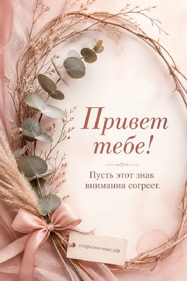 Открытка Привет тебе на столе у окна с ромашками в вазе и книгой в солнечном свете — вариант 2