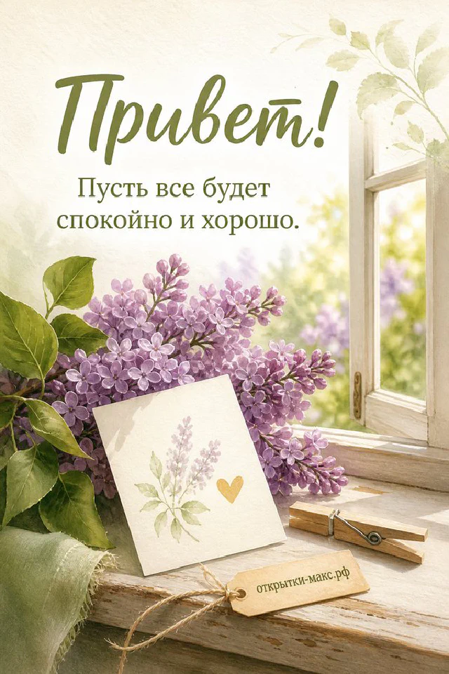 Акварельная открытка с розовыми тюльпанами и кружкой чая рядом на зелёной ткани, светлый фон — вариант 3