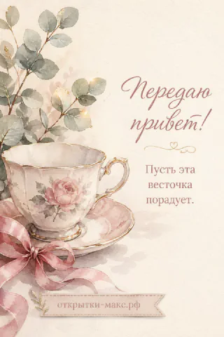 Светлый стол, улыбчивый рисунок на карточке и букетик рядом