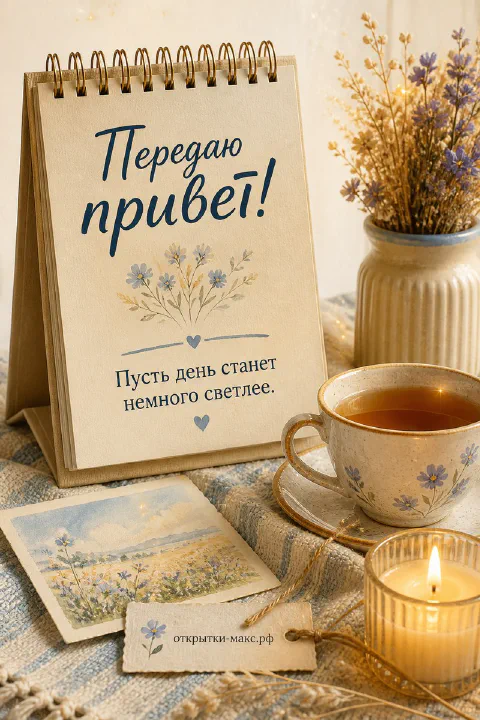 Телефон с добрым сообщением, бумажная карточка и мягкий свет