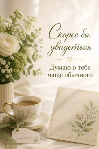 Букет белых роз с гипсофилой, чашка чая и открытка-карточка с сердечком на кремовом фоне