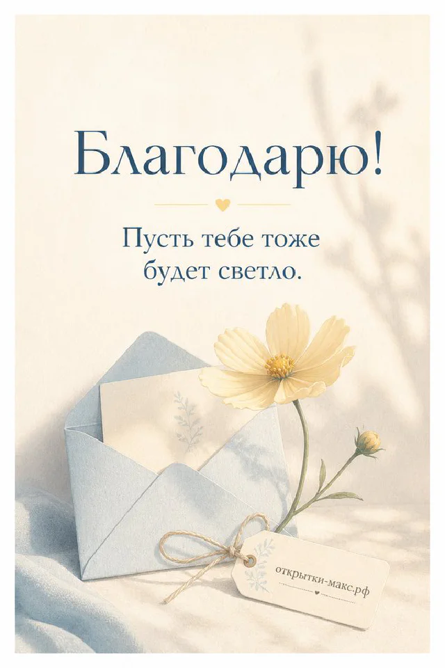 Открытка «Благодарю!» с ветками вербы в белой вазе, зелёным блокнотом и карточкой на деревянном столе — вариант 5