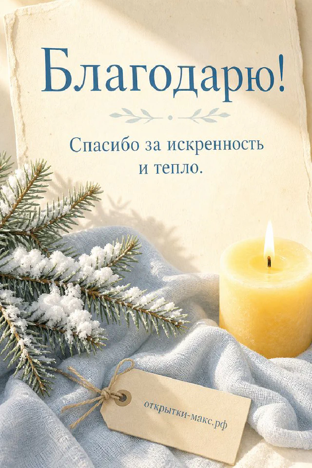 Розовый букет роз и чашка кофе рядом с открыткой «Благодарю, спасибо за искренность и тепло» на кружевном фоне — вариант 2