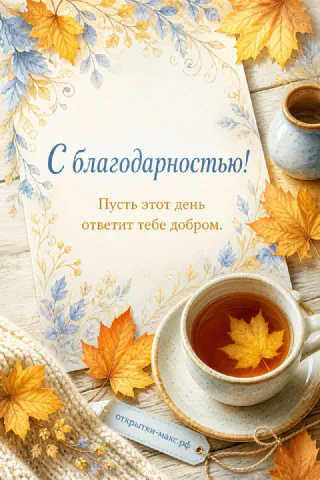 Букет цветов, маленькая открытка с благодарностью и мягкий свет