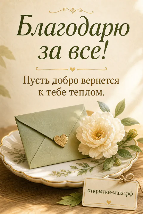 Букет цветов, маленькая открытка с благодарностью и мягкий свет