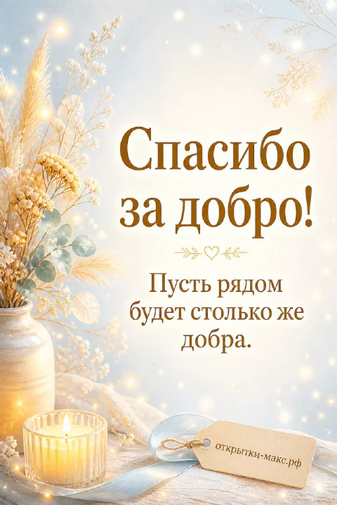 Чашка чая, цветок и аккуратная открытка со словом спасибо