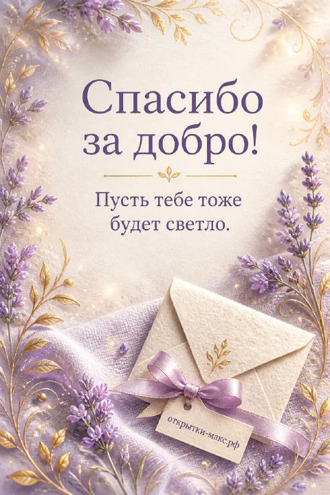 Чашка чая, цветок и аккуратная открытка со словом спасибо