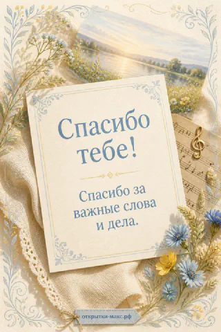 Чашка чая, цветок и аккуратная открытка со словом спасибо
