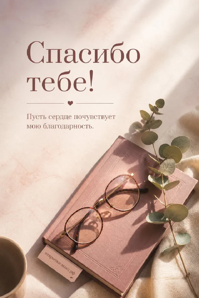 Серо-белый кот лежит рядом с открыткой с розовым пионом и сердечком, персиковый фон — вариант 7
