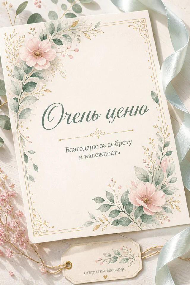 Открытка с ботаническими ветками и красными ягодами на стоячей карточке рядом с конвертом и свечой в стеклянном подсвечнике — вариант 3