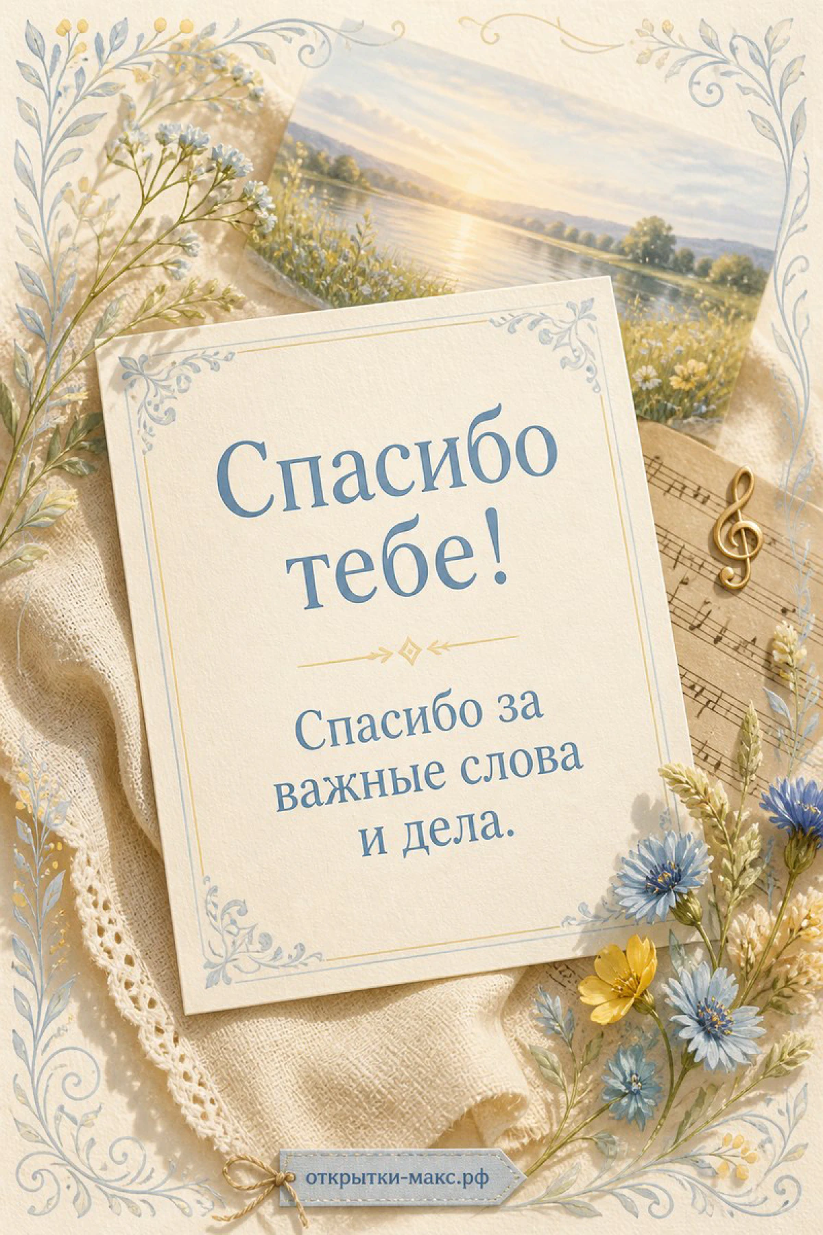 Подарочная лента, конверт и чистая карточка на столе