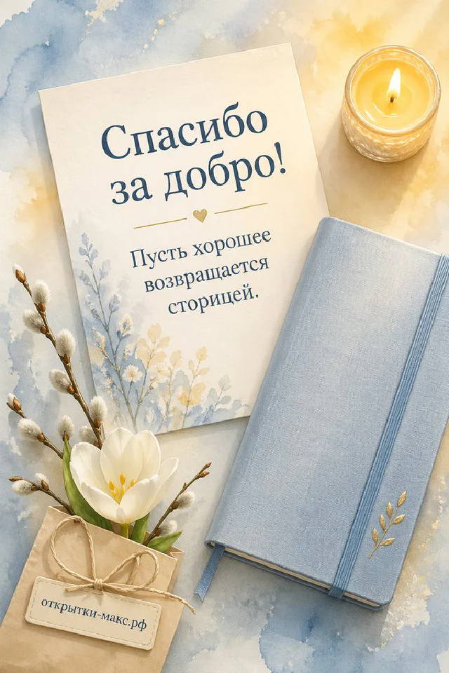 Чашка чая и фарфоровая тарелочка с цветочным узором на золотистом фоне с надписью Спасибо за добро — вариант 4