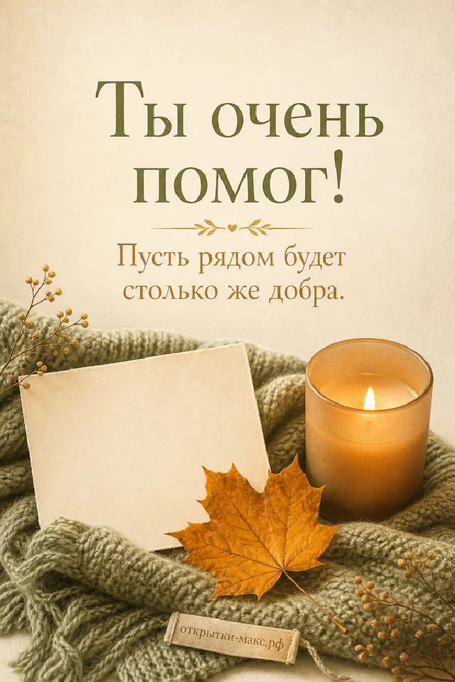 Винтажные розовые розы с бутонами и розовой лентой на кремовом фоне с надписью Ты очень помог — вариант 3