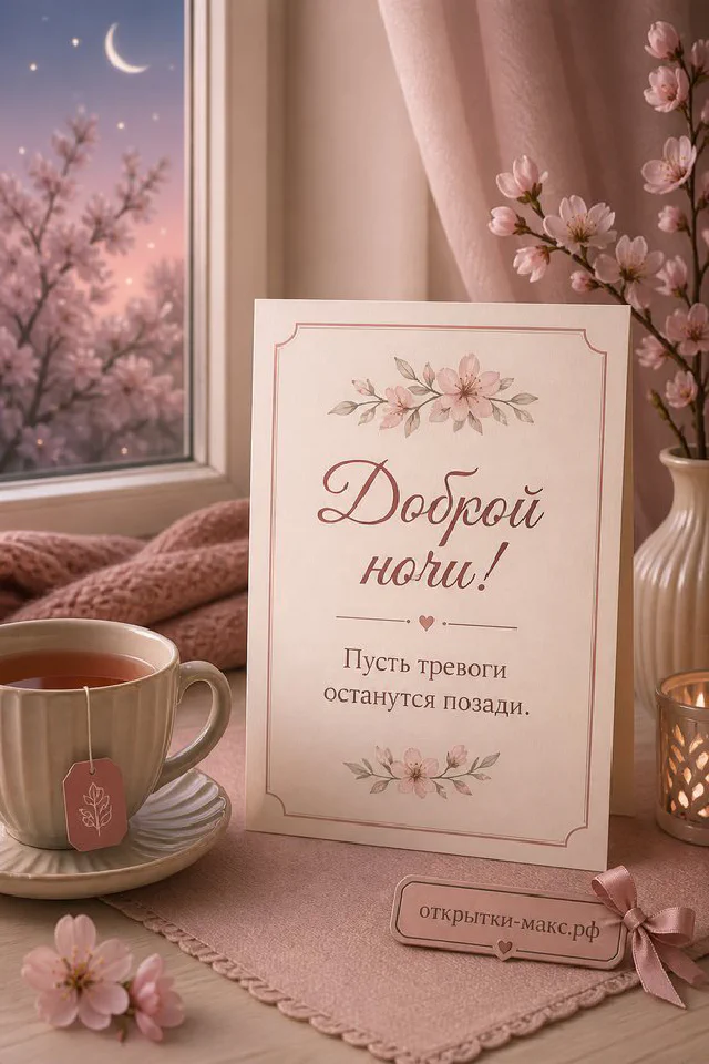 Фиолетовая кружка кофе с забавными глазками и открытка с овечкой в ночном колпаке — вариант 3