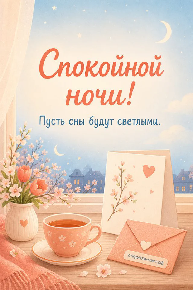 Акварельная карточка с зимним домиком и кружка кофе с пледом у заснеженного окна — вариант 4