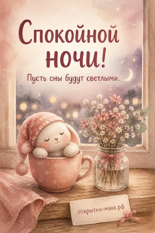 Акварельная карточка с зимним домиком и кружка кофе с пледом у заснеженного окна — вариант 5
