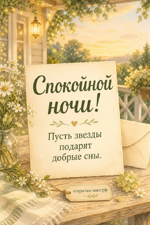 Две голубые кружки с сердечками и свеча на белом пледе с луной и звёздами в акварельном стиле — вариант 2