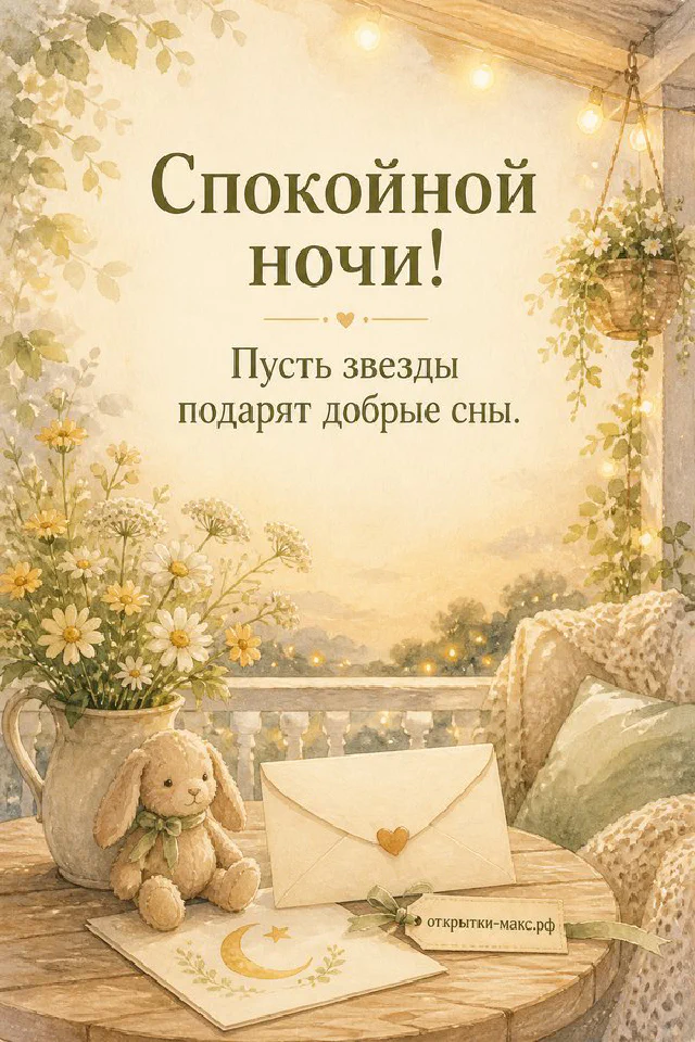 Две голубые кружки с сердечками и свеча на белом пледе с луной и звёздами в акварельном стиле — вариант 3