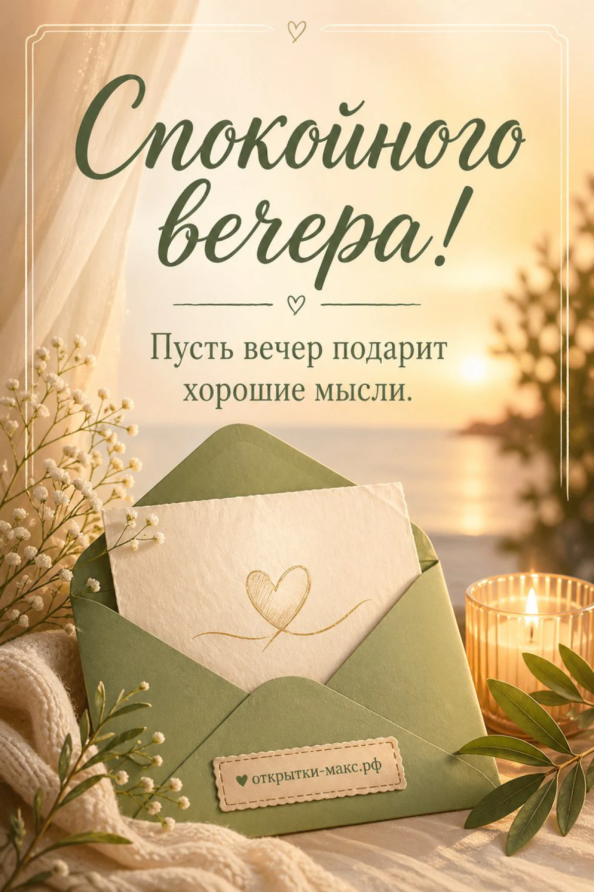 Изящная бумажная открытка на светлом столе с мягкой ботанической рамкой