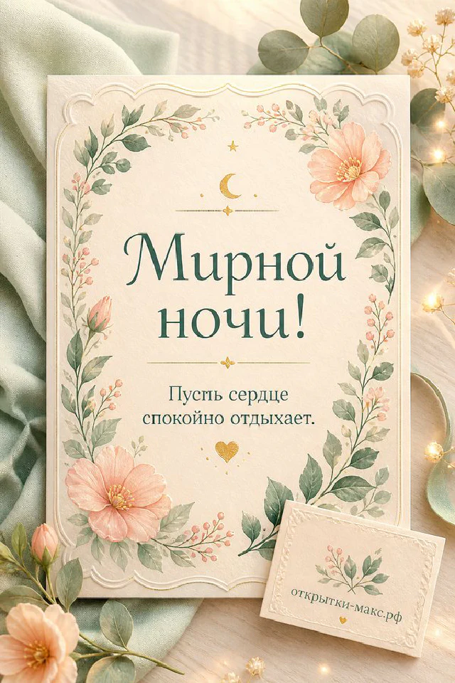 Открытая книга на вязаном пледе со свечой и еловой веткой в полутьме с надписью Мирной ночи — вариант 3