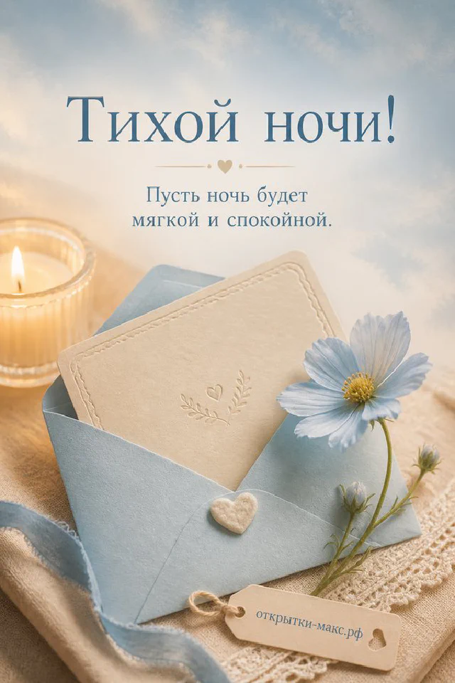 Белая роза с листьями лежит на конверте с золотым сердечком и биркой на нейтральном тканевом фоне — вариант 4