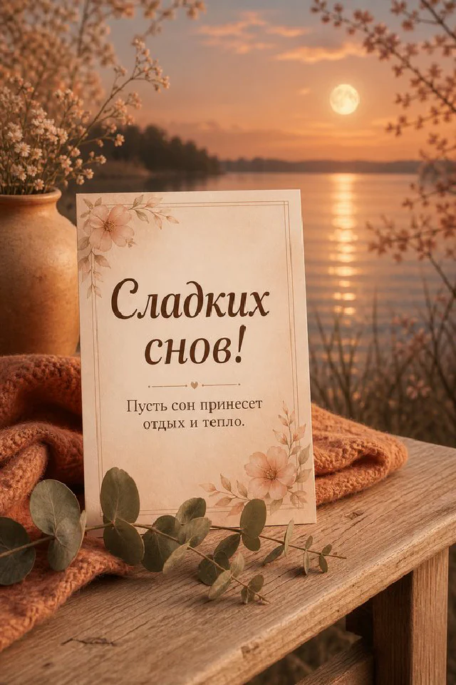 Маленький котёнок спит внутри зелёной кружки с сердечком на розовом пледе рядом с вазой с сухоцветами — вариант 4