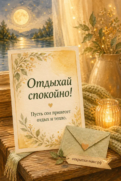 Маленький конверт, цветок и спокойный фон для теплого пожелания