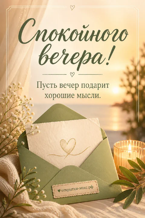 Маленький конверт, цветок и спокойный фон для теплого пожелания