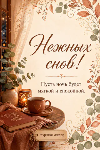 Чашка чая с сердечком на деревянном столике рядом со свечой и книгой, осенние листья эвкалипта