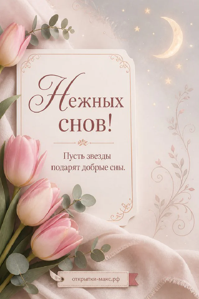 Открытая книга с пожеланием Нежных снов на пледе рядом со свечой, чашкой чая и зимним окном — вариант 5