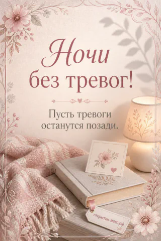 Книга с открыткой-закладкой, настольная лампа и розово-белый клетчатый плед в цветочной рамке