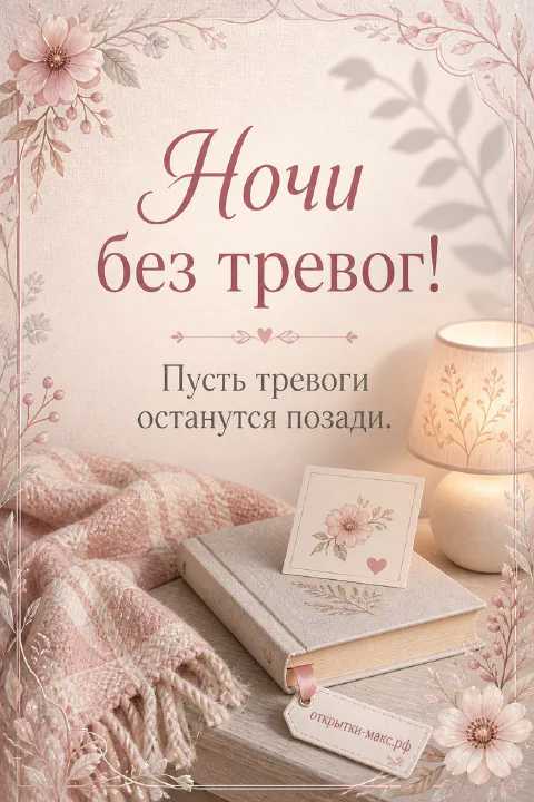 Книга с открыткой-закладкой, настольная лампа и розово-белый клетчатый плед в цветочной рамке