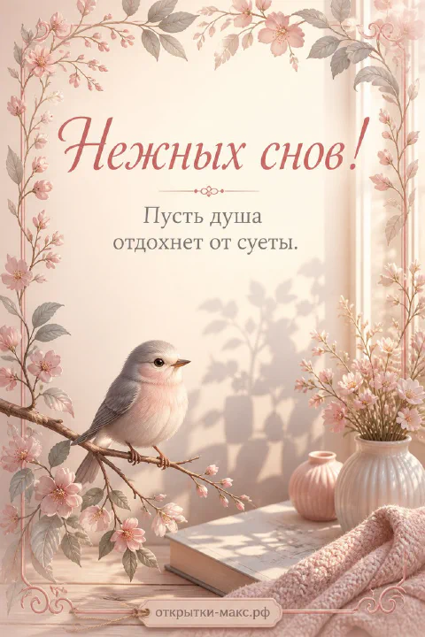 Ночное окно с луной, чашка травяного чая и аккуратная открытка