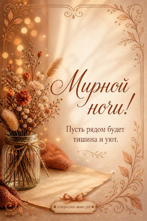 Ночное окно с луной, чашка травяного чая и аккуратная открытка