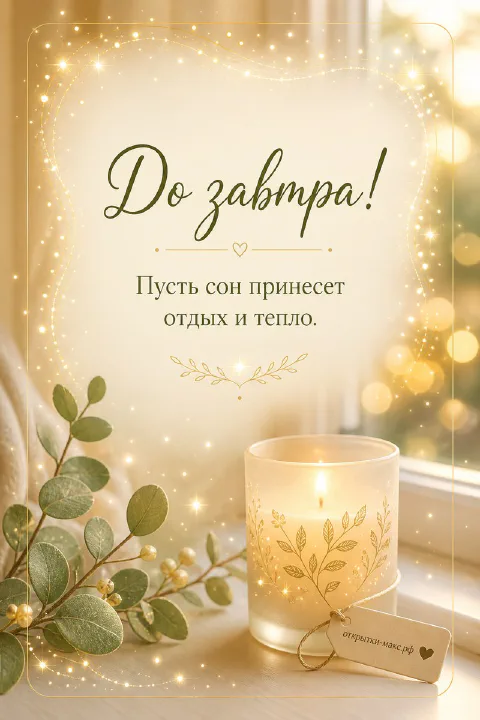 Ночное окно с луной, чашка травяного чая и аккуратная открытка