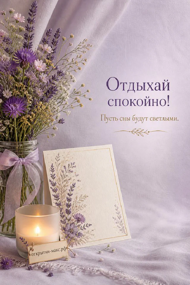 Маленький серый котёнок на розовом пушистом пледе рядом с карточкой с веточками и сердечком — вариант 4