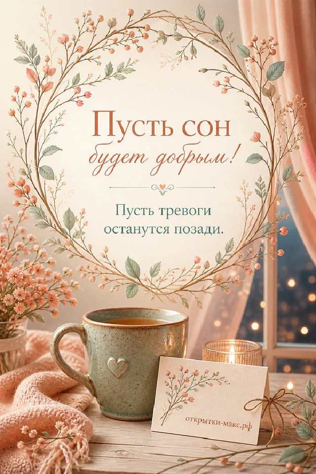 Букет васильков и ромашек с карточкой Пусть сон будет добрым и мини-открытка с полем цветов рядом — вариант 3