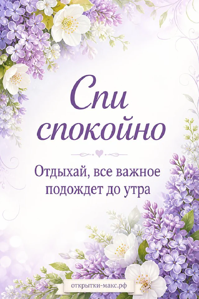 Чашка кофе и блокнот на фоне ночного города под луной, надпись «Спи спокойно» — вариант 2
