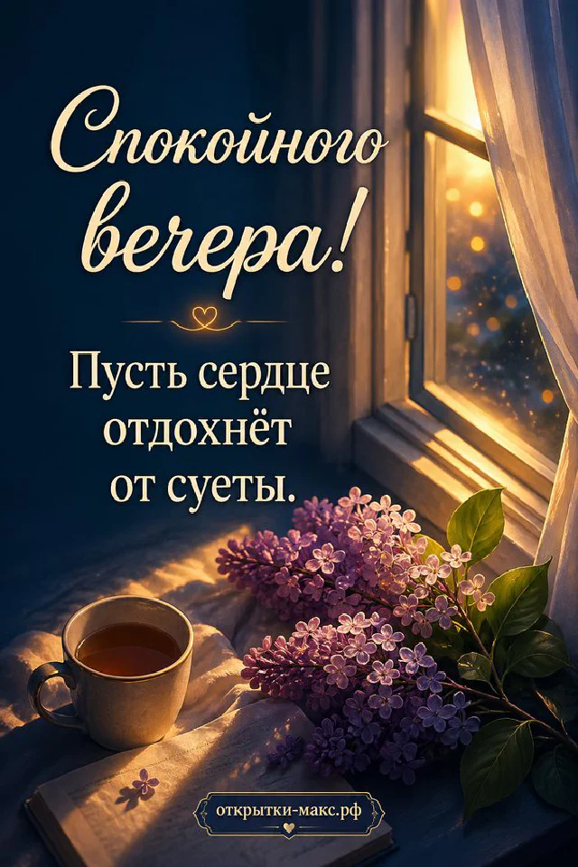Чашка чая на подоконнике с видом на ночной город, горящая свеча и стопка книг в тёплом свете — вариант 2
