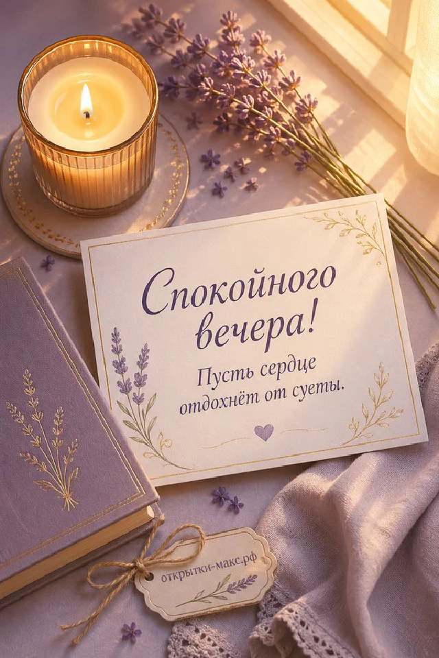 Чашка чая на подоконнике с видом на ночной город, горящая свеча и стопка книг в тёплом свете — вариант 4