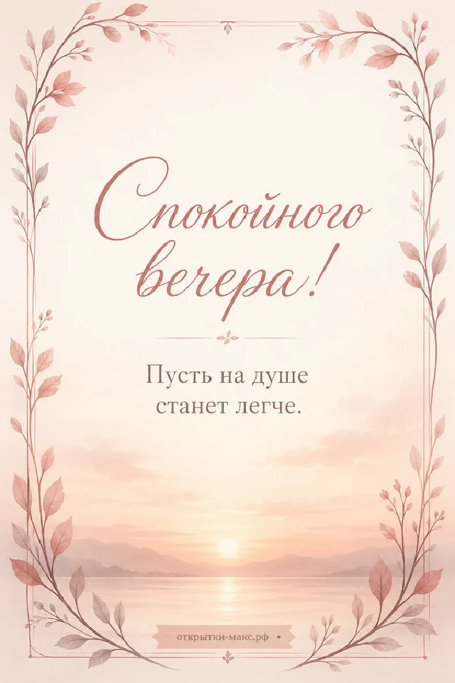 Венок из голых веток с маленькими ягодами на фоне розово-золотого заката над морем — вариант 3