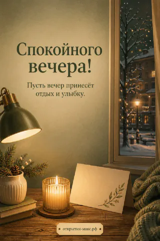 Горящая свеча и настольная лампа на рабочем столе у окна с зимним снежным видом